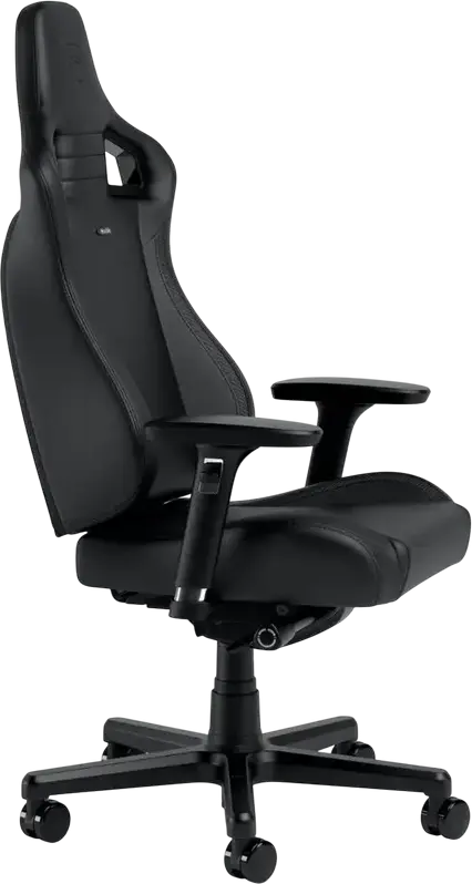 Scaun Gaming Ergonomic Noblechairs Epic, Piele PU Neagra, Scaun Stil Racing cu Cotiere 4D Reglabile, Perne pentru Gat si Lombar din Spuma cu Memorie, Baza cu 5 Roti