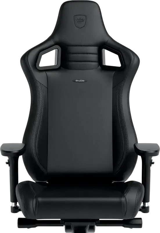 Scaun Gaming Ergonomic Noblechairs Epic, Piele PU Neagra, Scaun Stil Racing cu Cotiere 4D Reglabile, Perne pentru Gat si Lombar din Spuma cu Memorie, Baza cu 5 Roti