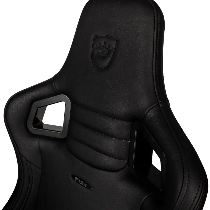 Scaun Gaming Ergonomic Noblechairs Epic, Piele PU Neagra, Scaun Stil Racing cu Cotiere 4D Reglabile, Perne pentru Gat si Lombar din Spuma cu Memorie, Baza cu 5 Roti