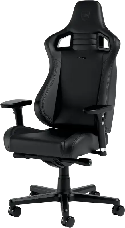 Scaun Gaming Ergonomic Noblechairs Epic, Piele PU Neagra, Scaun Stil Racing cu Cotiere 4D Reglabile, Perne pentru Gat si Lombar din Spuma cu Memorie, Baza cu 5 Roti