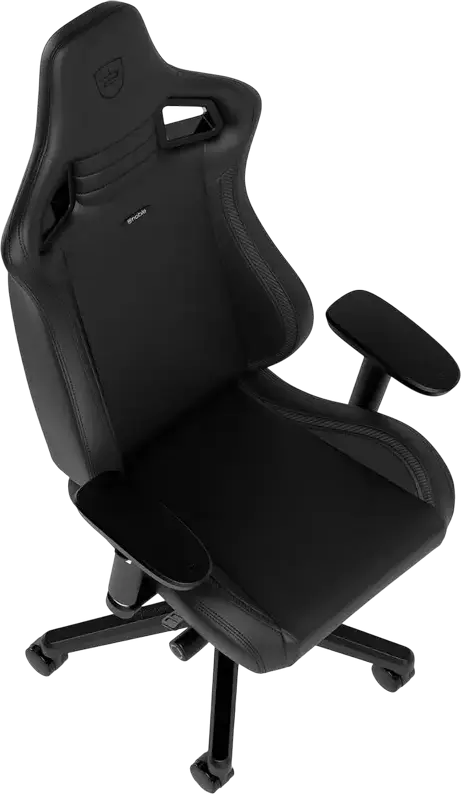 Scaun Gaming Ergonomic Noblechairs Epic, Piele PU Neagra, Scaun Stil Racing cu Cotiere 4D Reglabile, Perne pentru Gat si Lombar din Spuma cu Memorie, Baza cu 5 Roti