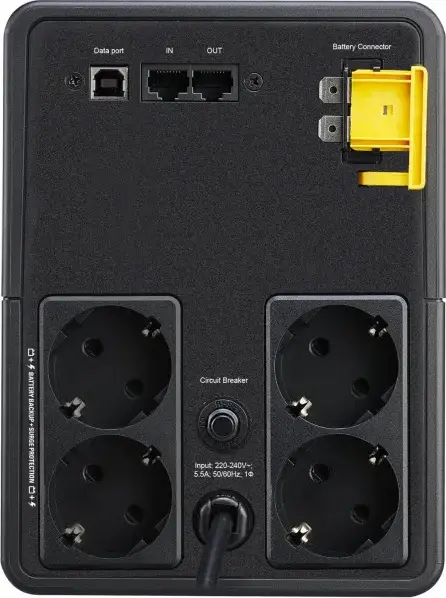 UPS APC Back-UPS BX2200MI-GR Line-Interactive 2200VA 1200W Tower, 4 Prize Schuko, Reglare Automata a Tensiunii AVR, Negru