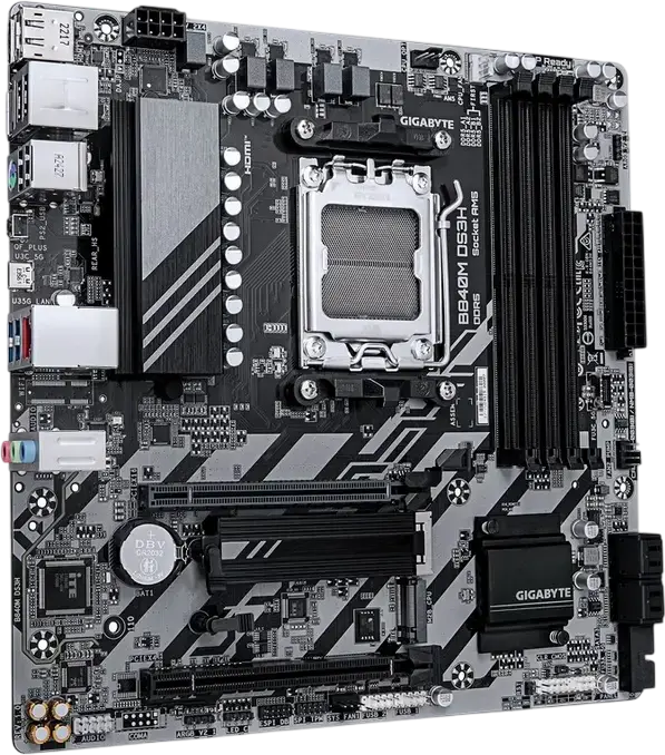 Placa de baza Gigabyte B840M DS3H Micro-ATX Socket AM5 Chipset AMD B840 DDR5 8200MHz OC 256GB RAM Max 2x M.2 PCIe Gen4 2.5GbE LAN HDMI DisplayPort