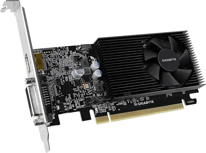 Gigabyte GV-N1030D4-2GL NVIDIA GeForce GT 1030 Graphics Card, 2GB DDR4, Low Profile, HDMI 2.0b, DVI-D, 4K Support, Active Cooling