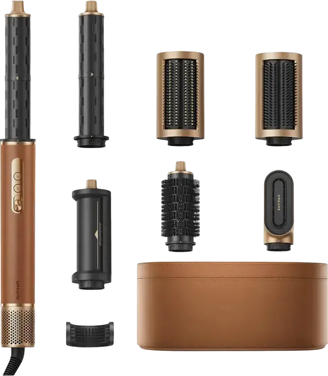 Styling Hair Dryer Dreame Airstyle Pro, 1300W, Motor 110,000 RPM, Ionizare, 7 Accesorii, Jet de Aer Rece, Amber Gold