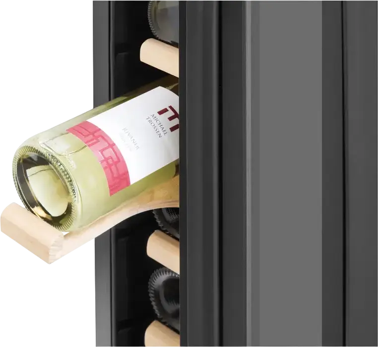 Встраиваемый винный шкаф Philco PW6GBI, на 6 бутылок, объем 18 л, LED-дисплей, электронное управление, деревянные полки, черный, 14.8x81.3x52.5 см