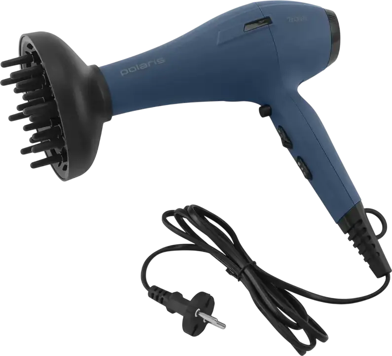 Fön Polaris PHD 2600ACi Salon Hair Profesional cu motor AC, 2600W, Generator de Ioni, Mod Color Defense, Difuzor si Concentrator, Albastru
