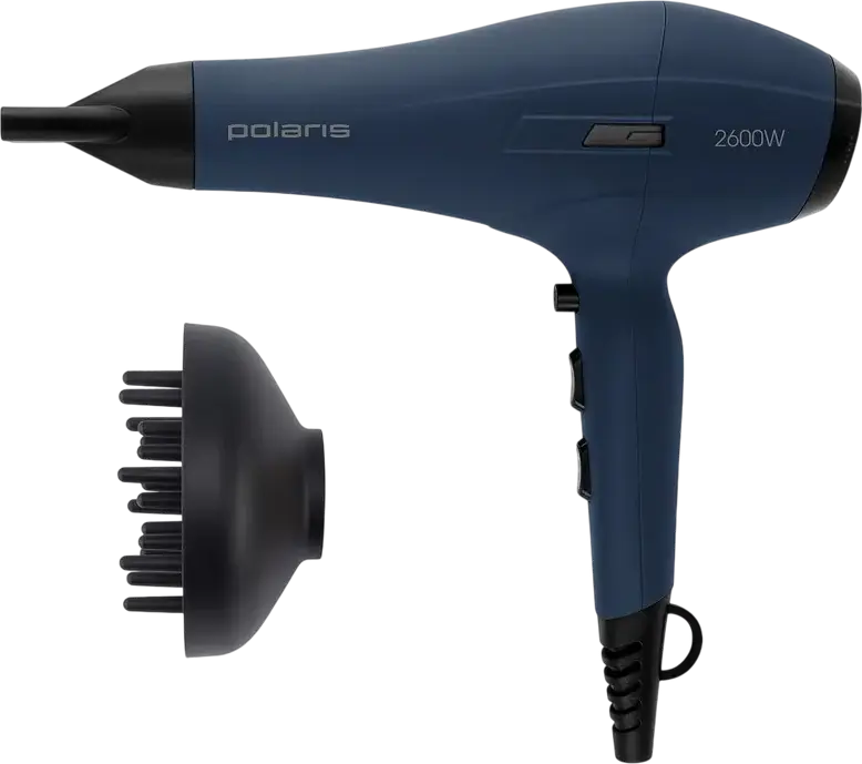 Fön Polaris PHD 2600ACi Salon Hair Profesional cu motor AC, 2600W, Generator de Ioni, Mod Color Defense, Difuzor si Concentrator, Albastru