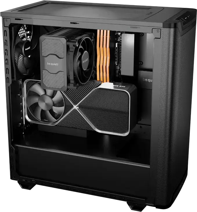 be quiet! Pure Base 501 Airflow Midi-Tower Case, Black, ATX/M-ATX/Mini-ITX, Mesh Front, 2x 140mm PWM Fans, 360mm Radiator Support, Vertical GPU Slots