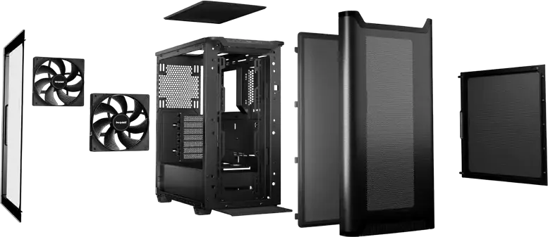 be quiet! Pure Base 501 Airflow Midi-Tower Case, Black, ATX/M-ATX/Mini-ITX, Mesh Front, 2x 140mm PWM Fans, 360mm Radiator Support, Vertical GPU Slots