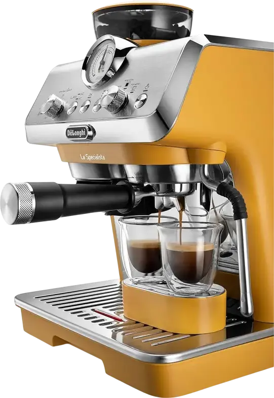 DeLonghi EC9155.YE La Specialista Arte Manual Espresso Machine, Integrated Grinder 8 Settings, 15 Bar Pump, Metal Housing, Yellow, 1400W