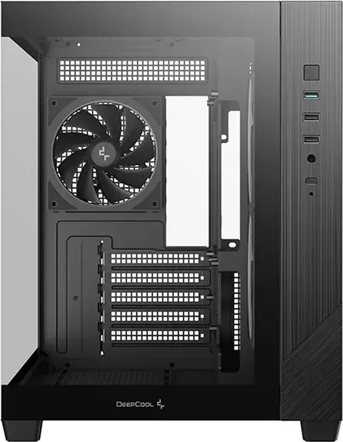 Deepcool CG330 3F Midi-Tower Case, Panoramic Tempered Glass, Dual-Chamber, Micro-ATX/ITX, 3 ARGB Fans, Black, Steel and ABS