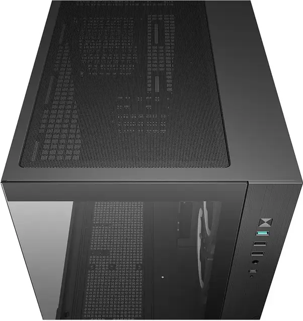 Deepcool CG330 3F Midi-Tower Case, Panoramic Tempered Glass, Dual-Chamber, Micro-ATX/ITX, 3 ARGB Fans, Black, Steel and ABS