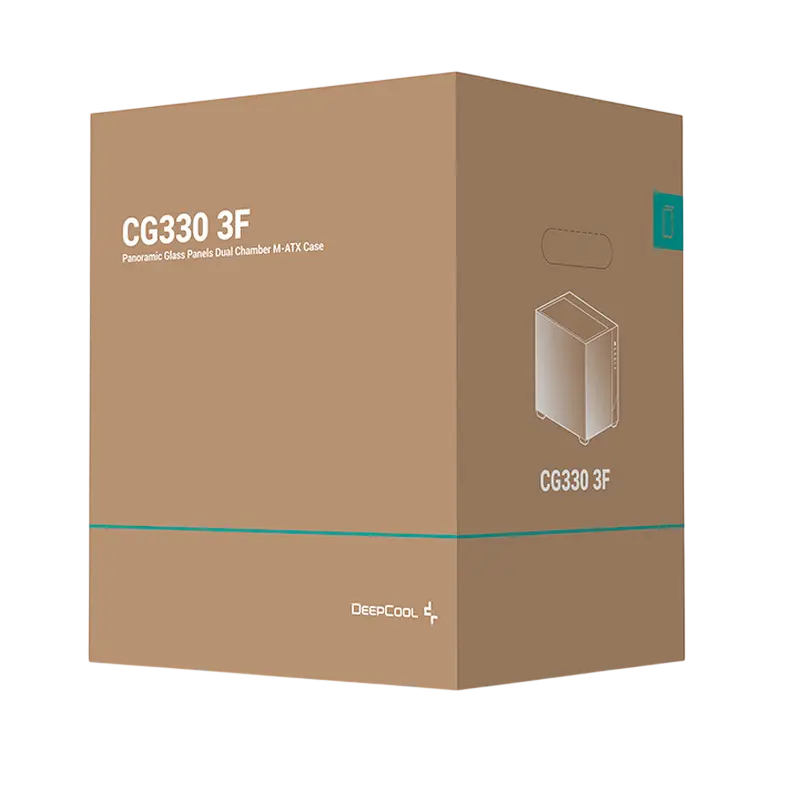 Deepcool CG330 3F Midi-Tower Case, Panoramic Tempered Glass, Dual-Chamber, Micro-ATX/ITX, 3 ARGB Fans, Black, Steel and ABS
