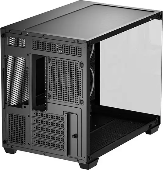 Deepcool CG330 3F Midi-Tower Case, Panoramic Tempered Glass, Dual-Chamber, Micro-ATX/ITX, 3 ARGB Fans, Black, Steel and ABS
