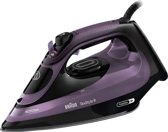 Braun TexStyle 9 SI9661 Steam Iron, 3100W, FreeGlide 3D Soleplate, ActiClean Anti-calc, 250g/min Steam Boost, Vertical Steaming, Violet
