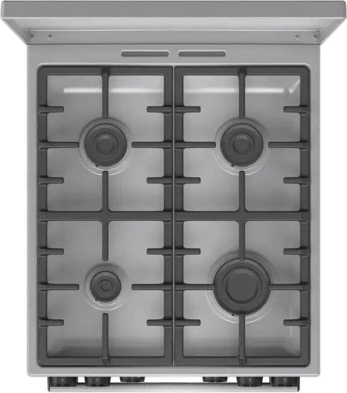 Комбинированная плита Gorenje GKS5C71XF, Газовая варочная панель с чугунными решетками, Электрический духовой шкаф 70л, Air Fry, Пар, Нержавеющая сталь