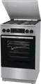 Комбинированная плита Gorenje GKS5C71XF, Газовая варочная панель с чугунными решетками, Электрический духовой шкаф 70л, Air Fry, Пар, Нержавеющая сталь
