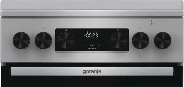 Комбинированная плита Gorenje GKS5C71XF, Газовая варочная панель с чугунными решетками, Электрический духовой шкаф 70л, Air Fry, Пар, Нержавеющая сталь