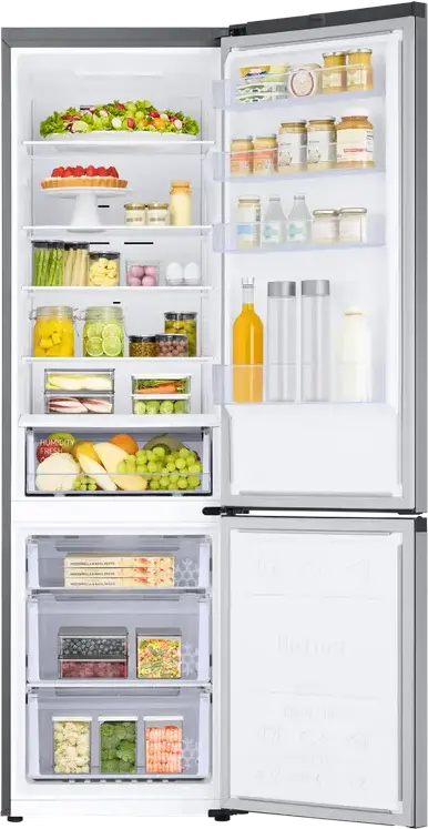 Frigider Combinat Samsung RB38C600ESA, Total No Frost, SpaceMax, Digital Inverter, SmartThings WiFi AI Energy Mode, Capacitate 390L, Argintiu
