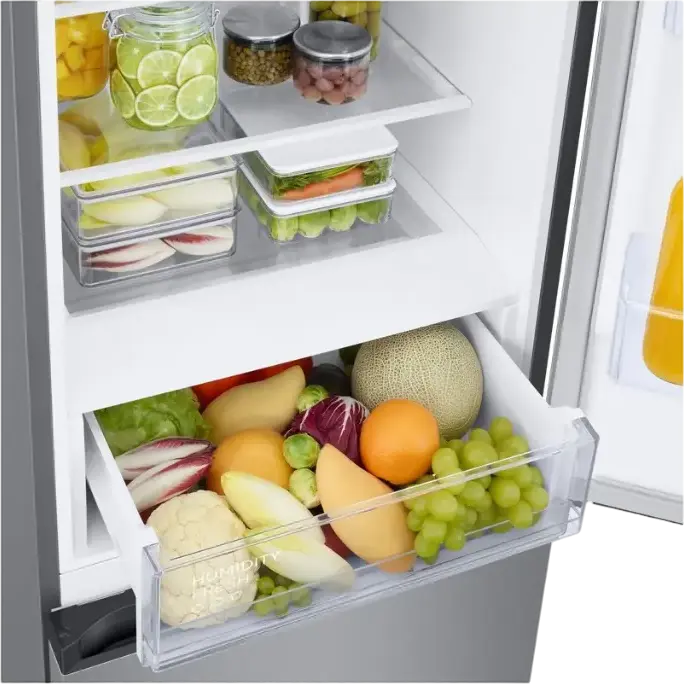 Frigider Combinat Samsung RB38C600ESA, Total No Frost, SpaceMax, Digital Inverter, SmartThings WiFi AI Energy Mode, Capacitate 390L, Argintiu