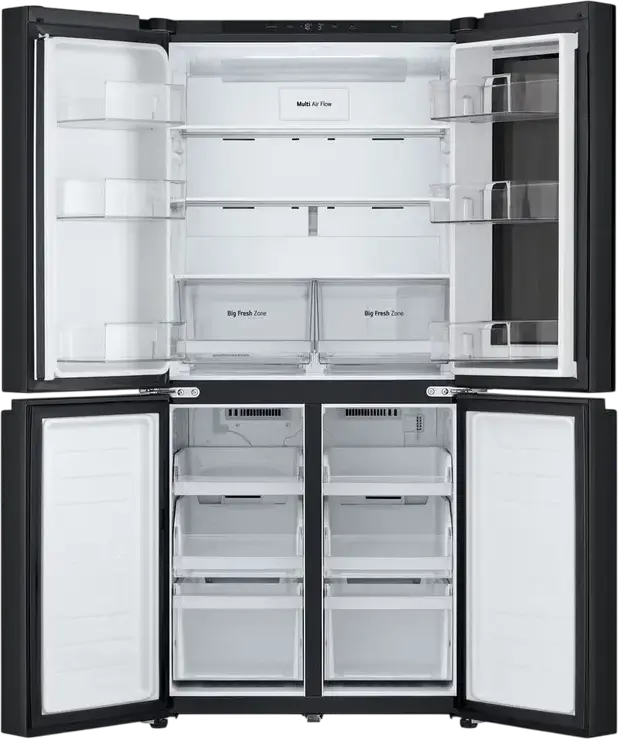 LG GMV860EPDE Multi-door Side-by-Side Refrigerator, InstaView Door-in-Door, No Frost, 530L Capacity, ThinQ Smart Control, Black, 83.5x178.7x73 cm