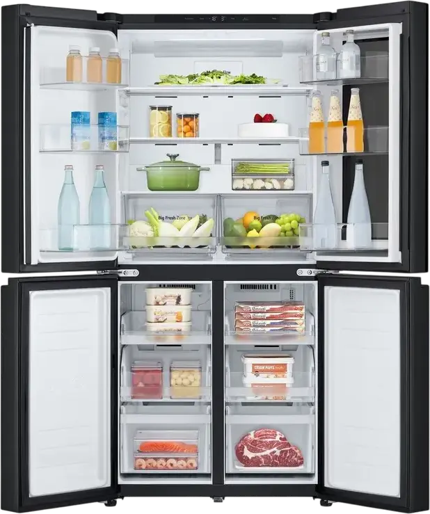 LG GMV860EPDE Multi-door Side-by-Side Refrigerator, InstaView Door-in-Door, No Frost, 530L Capacity, ThinQ Smart Control, Black, 83.5x178.7x73 cm