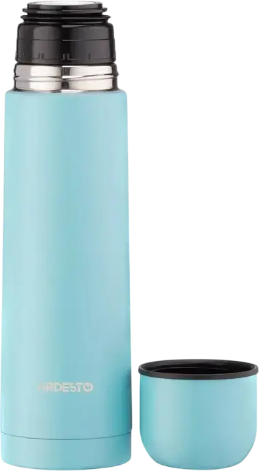 Termos Ardesto AR2650BL Bright City, 500ml Otel Inoxidabil 18/10, Albastru Deschis, Mentinere Temperatura Cald 12h / Reci 24h, cu Capac-Cupa
