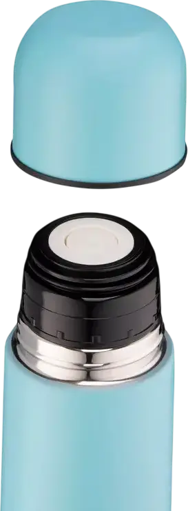 Termos Ardesto AR2650BL Bright City, 500ml Otel Inoxidabil 18/10, Albastru Deschis, Mentinere Temperatura Cald 12h / Reci 24h, cu Capac-Cupa