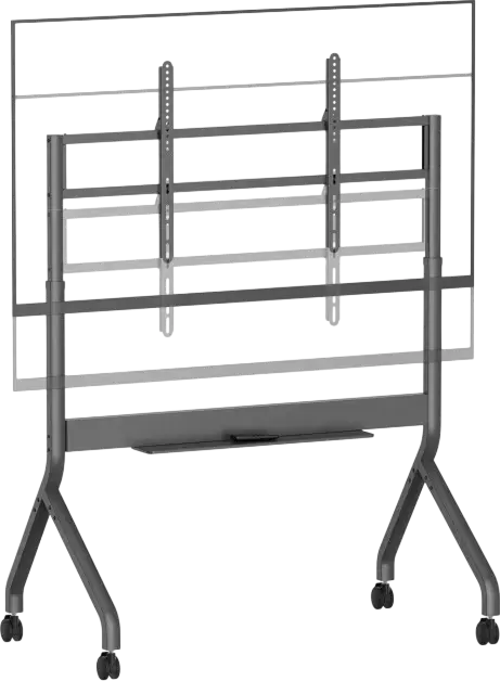 Reflecta 110M-12060 Motorized Height Adjustable Heavy-Duty TV Cart for 60-110 inch Screens, 120kg Load Capacity, RF Remote Control, Anthracite Gray