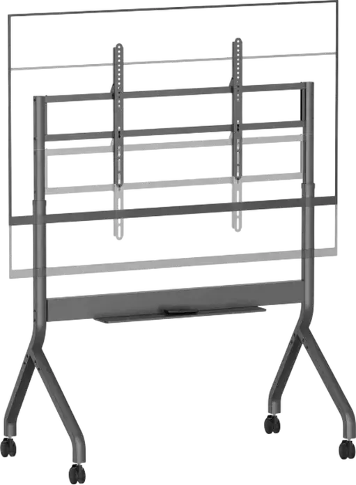 Reflecta 110M-12060 Motorized Height Adjustable Heavy-Duty TV Cart for 60-110 inch Screens, 120kg Load Capacity, RF Remote Control, Anthracite Gray
