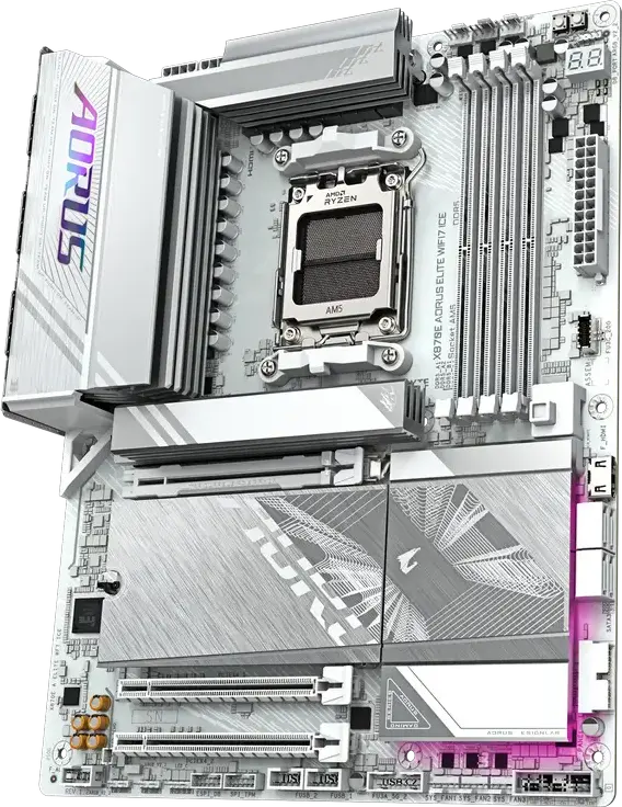Gigabyte X870E AORUS ELITE WIFI7 ICE Motherboard AM5 AMD X870E ATX DDR5 8200MHz PCIe 5.0 USB4 Wi-Fi 7 Bluetooth 5.4 for Ryzen 9000 8000 7000 Series
