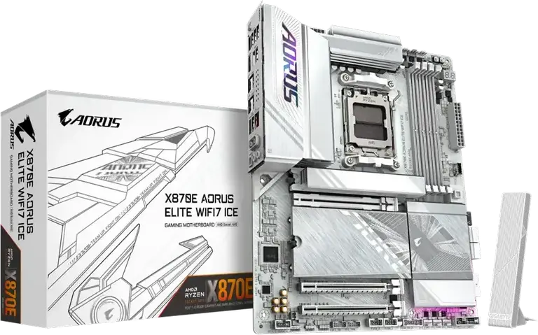 Gigabyte X870E AORUS ELITE WIFI7 ICE Motherboard AM5 AMD X870E ATX DDR5 8200MHz PCIe 5.0 USB4 Wi-Fi 7 Bluetooth 5.4 for Ryzen 9000 8000 7000 Series