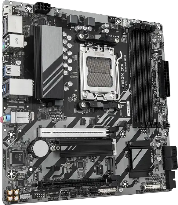 Placa de baza Gigabyte B850M D3HP Micro-ATX, Socket AMD AM5, Chipset B850, DDR5 8200MHz (OC), M.2 PCIe Gen5, Suport pentru Ryzen Serii 7000/8000/9000