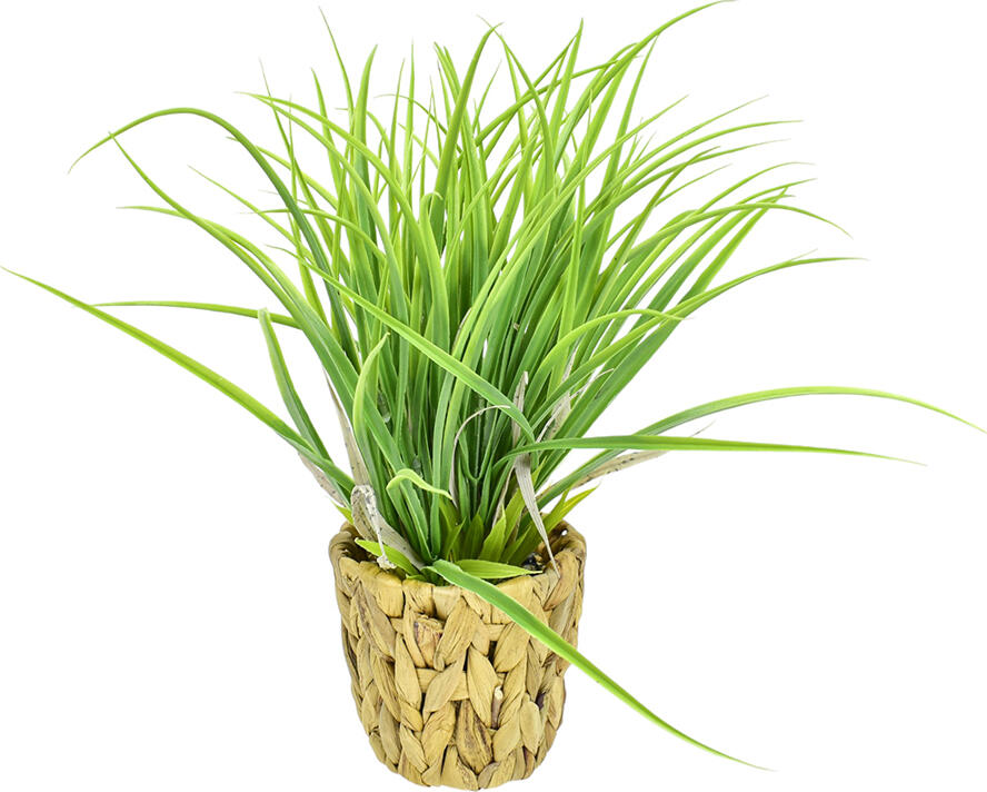 Vazon Decorativ Dreptunghiular Alb cu Iarba Artificiala in Ghiveci din Coasa Natural Brown