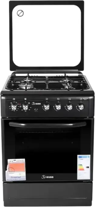 KUBB TD7201MGALtK Mixed Stove, 4 Gas Burners, 64L Electric Oven with Grill, Enamel Hob, Gas Control, 60x60x85 cm, Black