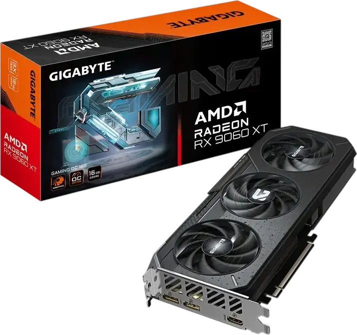 Gigabyte Radeon RX 9060 XT Gaming OC Graphics Card, AMD Radeon RX 9060 XT, 16 GB GDDR6 Memory, Windforce 3-Fan Cooling, OC Edition, 3x DisplayPort, 1x HDMI