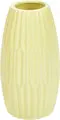 Ceramic Tabletop Vase with Vertical Ribbed Texture, Ovoid Cylindrical Shape, Yellow