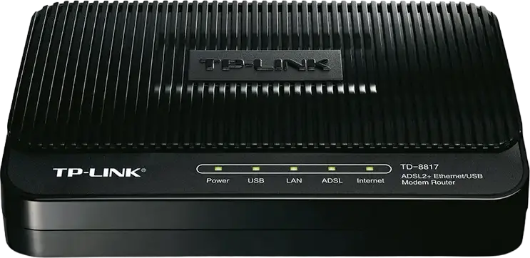 TP-Link TD-8817 Modem Router 2-in-1 ADSL2+, Viteza Downstream 24 Mbps, Porturi Ethernet/USB, Suport IPv6 Dual Stack, Firewall NAT si QoS, Negru