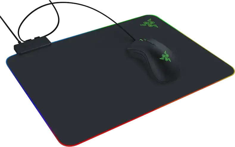 Razer Firefly V2 RGB Gaming Mouse Pad, Medium, Hard Micro-Textured Surface, Razer Chroma RGB 19-Zone Lighting, Anti-Slip Rubber Base, 355x255x3mm
