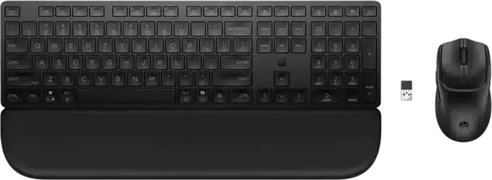 HP Multi-Device 580C Wireless Keyboard and Mouse Combo, Bluetooth & 2.4GHz, 3-Device Support, 4000 dpi Optical Mouse, Detachable Palm Rest, Black