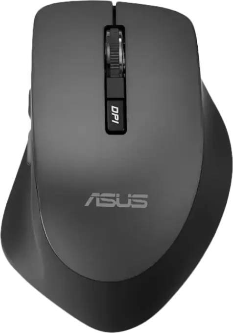 ASUS WT425 Wireless Optical Mouse, Black, USB Interface, 2.4GHz RF, Adjustable 1000/1600 DPI, 6 Buttons, Silent Click, Ergonomic Easy-Grip, Windows 11/10, Chrome OS