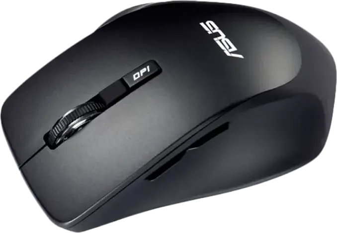 ASUS WT425 Wireless Optical Mouse, Black, USB Interface, 2.4GHz RF, Adjustable 1000/1600 DPI, 6 Buttons, Silent Click, Ergonomic Easy-Grip, Windows 11/10, Chrome OS