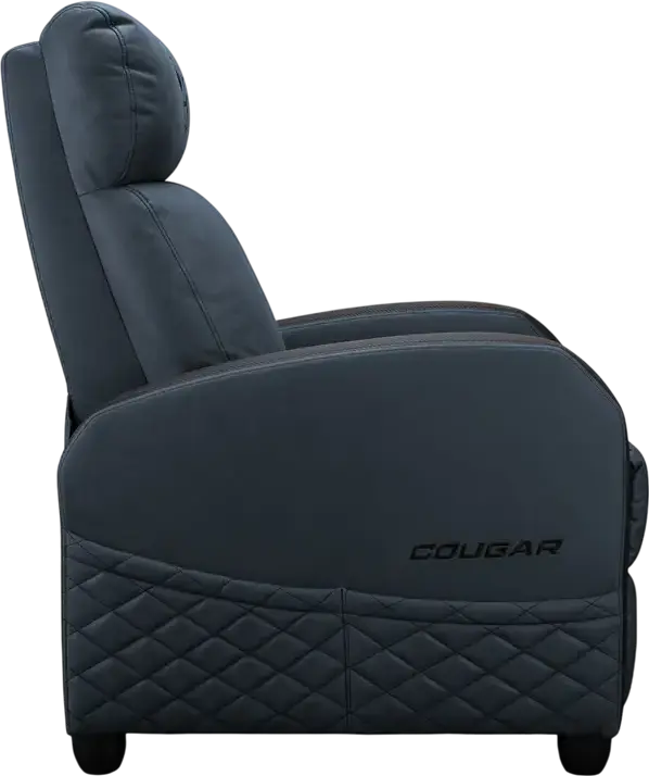 Cougar Ranger Elite CGR-RAE Gaming Sofa, Navy Blue, PVC Leather and Breathable Velvet, Robust Steel Frame, Reclining Function, Foldable Footrest, 135kg Capacity