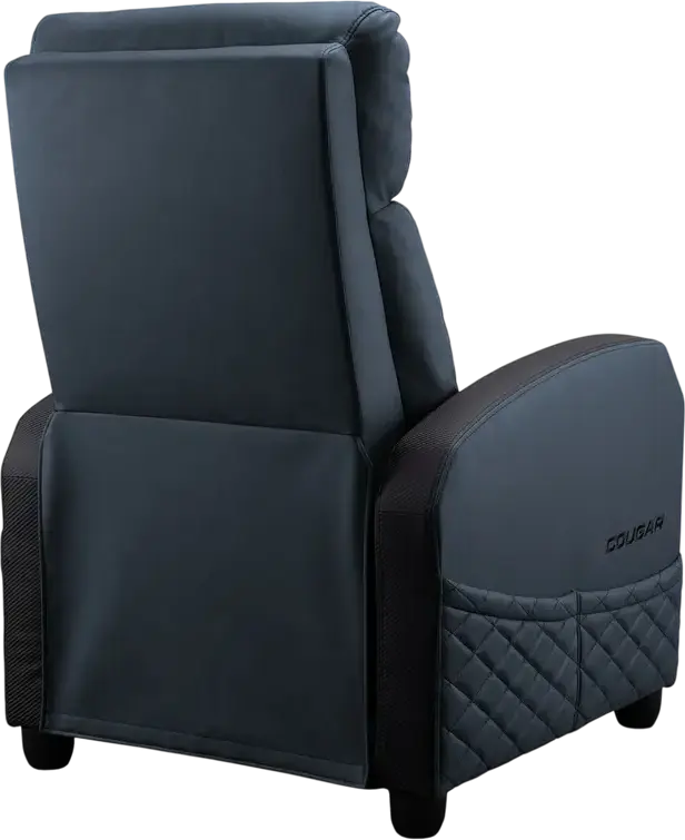Cougar Ranger Elite CGR-RAE Gaming Sofa, Navy Blue, PVC Leather and Breathable Velvet, Robust Steel Frame, Reclining Function, Foldable Footrest, 135kg Capacity