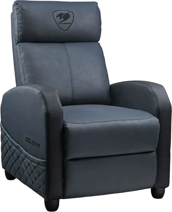Cougar Ranger Elite CGR-RAE Gaming Sofa, Navy Blue, PVC Leather and Breathable Velvet, Robust Steel Frame, Reclining Function, Foldable Footrest, 135kg Capacity