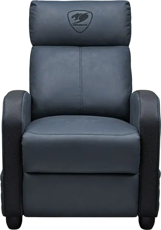 Cougar Ranger Elite CGR-RAE Gaming Sofa, Navy Blue, PVC Leather and Breathable Velvet, Robust Steel Frame, Reclining Function, Foldable Footrest, 135kg Capacity