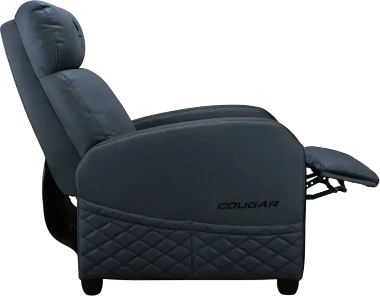 Cougar Ranger Elite CGR-RAE Gaming Sofa, Navy Blue, PVC Leather and Breathable Velvet, Robust Steel Frame, Reclining Function, Foldable Footrest, 135kg Capacity