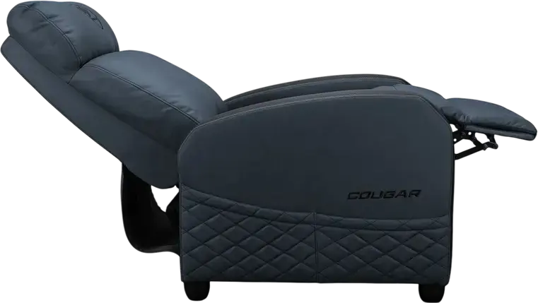 Cougar Ranger Elite CGR-RAE Gaming Sofa, Navy Blue, PVC Leather and Breathable Velvet, Robust Steel Frame, Reclining Function, Foldable Footrest, 135kg Capacity