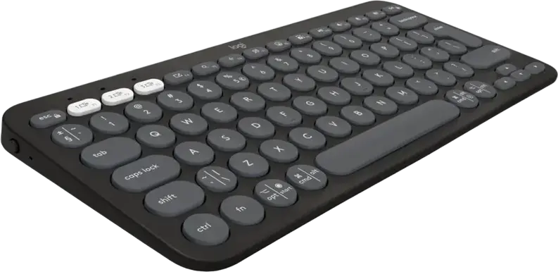 Tastatura Wireless Logitech Pebble Keys 2 K380s Bluetooth, Multi-Device Easy-Switch, Taste Nofoara (Scissor), Compatibila Logi Bolt, Grafit